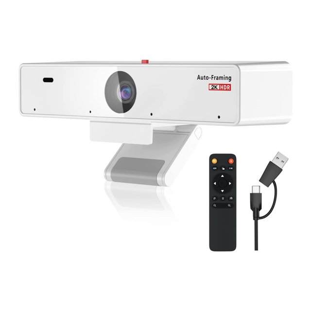Caméra Web 2K avec 4 Micros Antibruit Caméra 1080P 60fps pour Réunion Diffusion en Continu en Direct, Facile à Installer