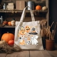 thumbnail image 3 of Canvas Tote Bag, Halloween Tote Bag, Trick or Treat Bags, Reusable Bag, Spooky Season, Hallowen Purse, 3 of 5