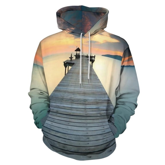 Sea Ocean Beach Sunset Scenery 3d Sweatshirts Hoodie Fashion Casual Personality Men's Women Street Hoodie Pullovers Long Sleeve Comfortable Top