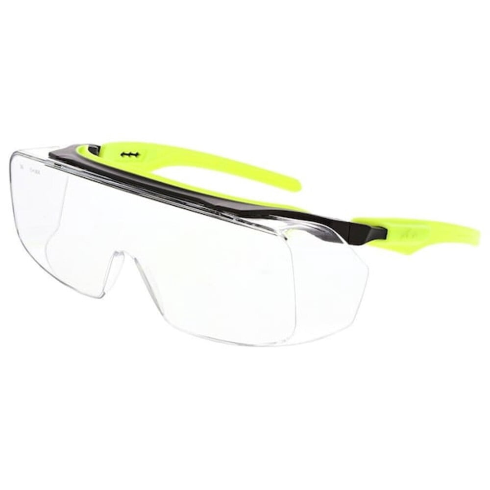 Klondike (OTG), Safety Glasses, Dual Coated MAX3/MAX6, Clear Lens, Black/Lime Frame, Half Frame