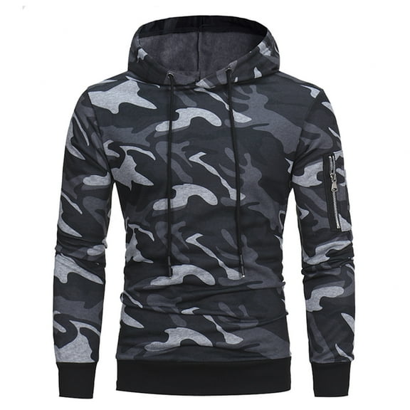 Aayomet Hoodies For Men Long Tether Sleeve Camouflage Hooded Ribbed Men's Sweatshirt Top Men's White Zip Up Hoodie Pullover Tops,S-3XL