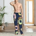 thumbnail image 5 of Uemuo Sloth with Donuts Pattern Men's Wide Leg Palazzo Lounge Pants with Pockets Light Weight Loose Comfy Casual Pajama Pants-, 5 of 9