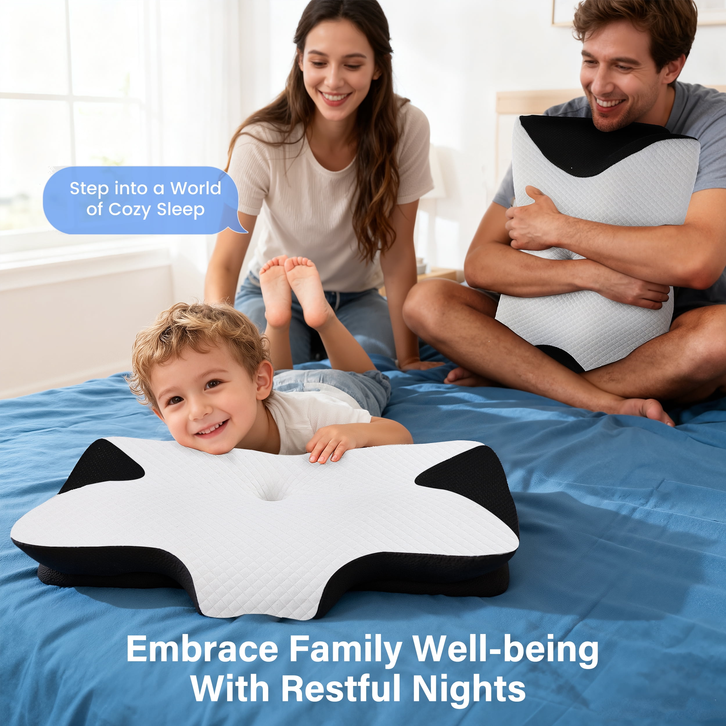 RELOIVE Cervical Neck Pillow for Pain Relief,Contour Memory Foam Pillow,Ergonomic Neck Support Pillow for Side Back Stomach Sleepers with Pillowcase