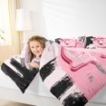 thumbnail image 4 of Manfei Black Pink Ombre Queen Comforter Set 3 Pieces for Girls, Bow Knot Monogrammed Bedding Sets, Personalized Letter G Bedding Comforter Set, Super Cozy Room Decor, 4 of 8