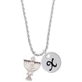thumbnail image 1 of Delight Jewelry Silvertone 3-D Menorah - Silvertone Script Initial Disc - X - Charm Necklace, 20"+3", 1 of 1