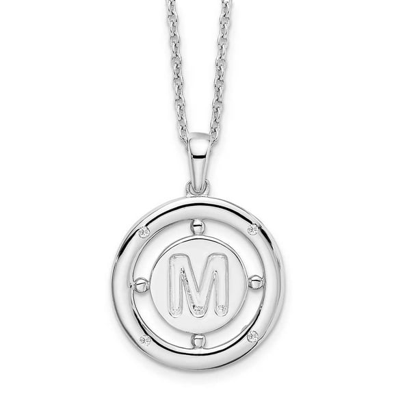 Primal Silver Sterling Silver 0.025 Cttw Diamond Initial M Necklace