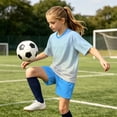 thumbnail image 4 of IFNWSV Girls Athletic Sets 2 Piece Short Sleeve Round Neck Thin and Breathable Top and Shorts with Pocket Set Blue 8-10 Years, 4 of 7