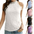 thumbnail image 3 of Halter Tops For Women Summer,Women's Fashion Lace Sleeveless Tank Tops Casual Comfy Slimming Fit Vest Shirts, 3 of 7