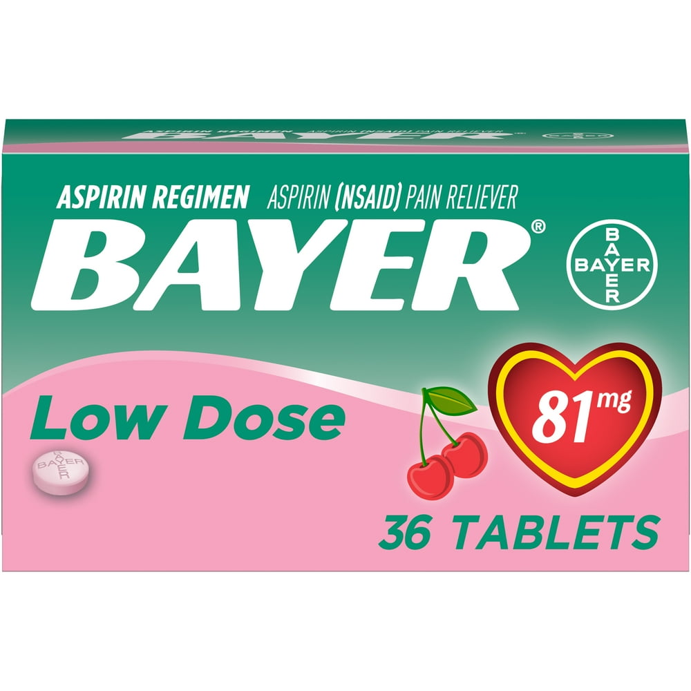 Bayer Chewable Aspirin Regimen Low Dose Pain Reliever Tablets, 81mg