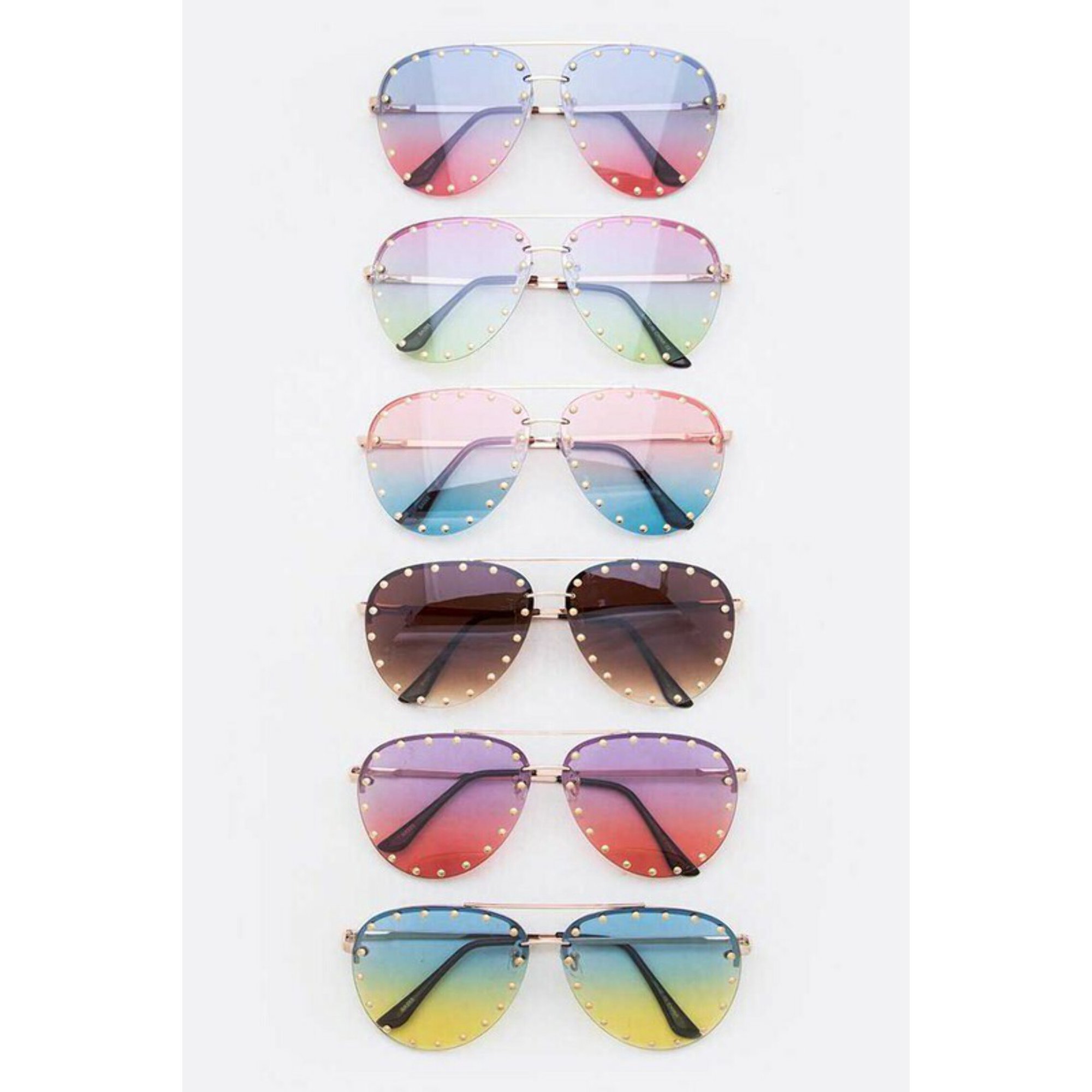 Studded Aviator Tint Sunglasses