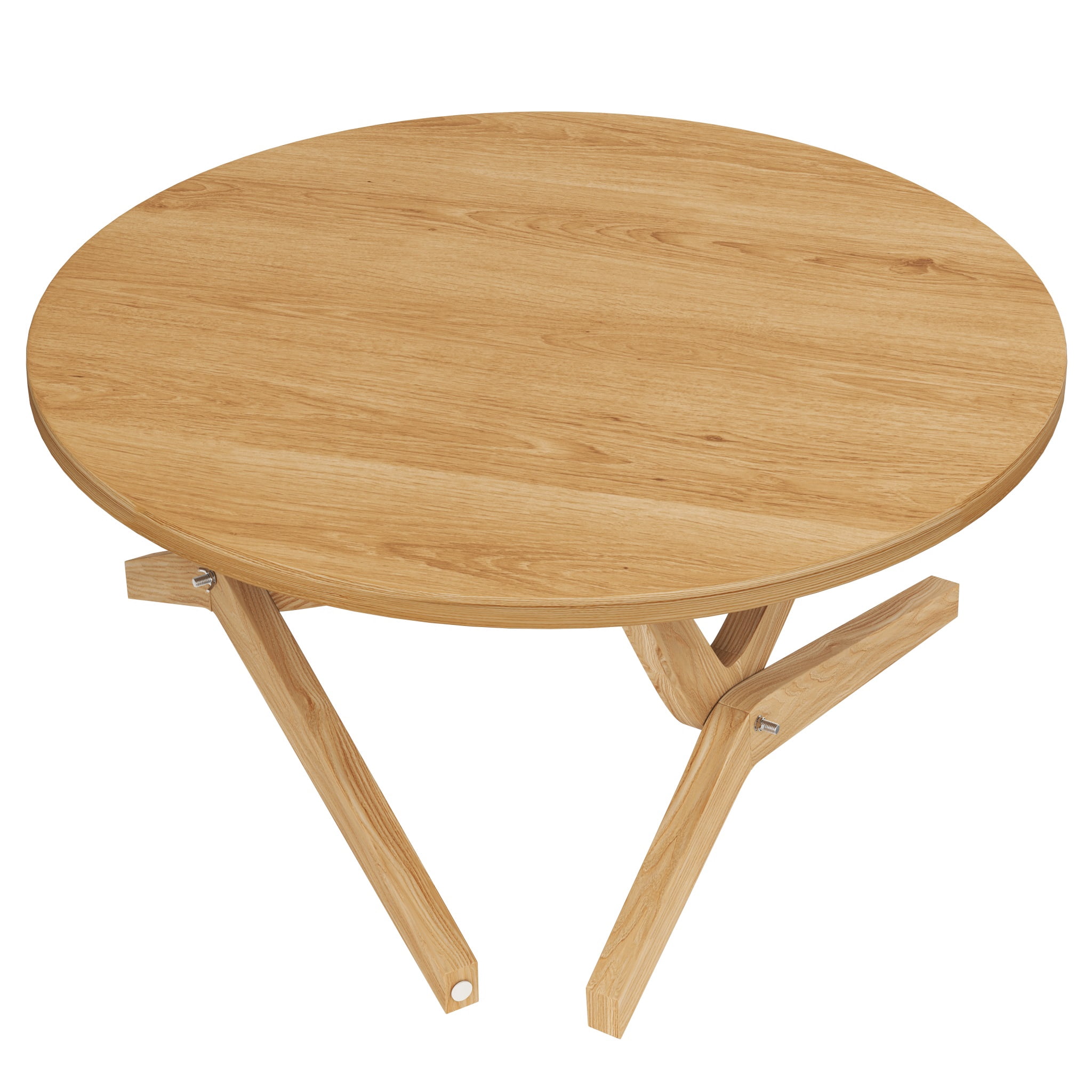 Homy Casa 34.5 in Round Adjustable Height Coffee Table, Lift Top Wood Center Table, Natural Oak