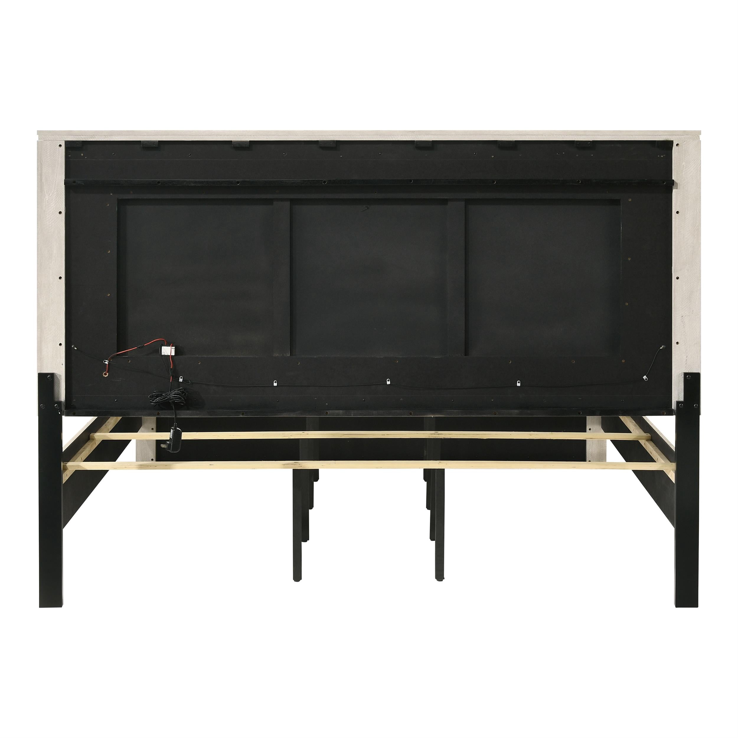 Furniture of America Pollan Solid Wood Queen Bed with LED Headboard in Gray
