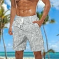 thumbnail image 2 of ZCFZJW Summer Tropical Print Beach Swim Trunks for Men Lightweight Quick Dry Drawstring Elastic Waist Bathing Suit Trendy Holiday Vacation Board Shorts with Pockets Gray M, 2 of 5