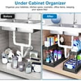thumbnail image 2 of 2 Pack 2-Tier Under Sink Organizer and Storage Sliding Cabinet Organizers Storage Shelves with 8 Removable Hooks 2 Hanging Cups for Bathroom Kitchen Office, 2 of 11