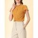 thumbnail image 5 of INSPIRAR CHIC Blusa de Verano para Mujeres con Estampado de Puntos, Cuello de Volantes, Botones, Talla S, Amarillo Oscuro, 5 of 7