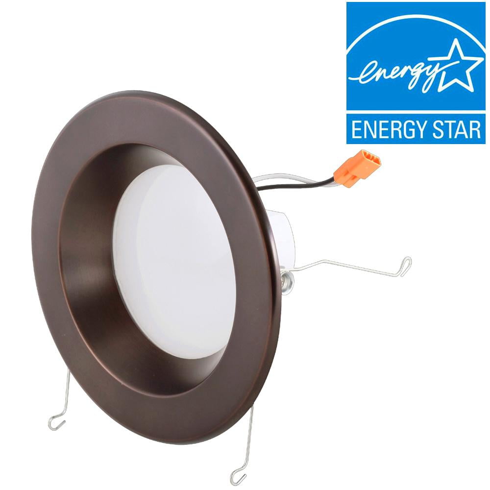 6 In Bronze Integrated Led Recessed Ceiling Light With Trim Ring 5000k 93 Cri