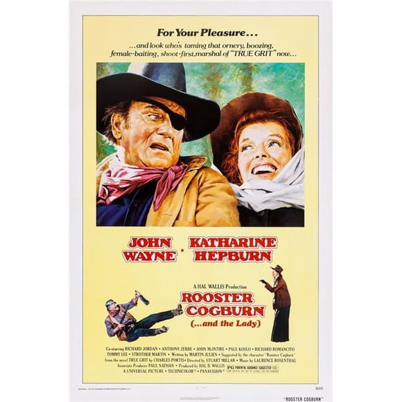Everett Collection EVCMSDROCOEC010H Rooster Cogburn John Wayne Katharine Hepburn 1975 Movie Poster Masterprint, 11 x 17