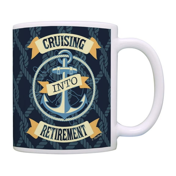 ThisWear Retirement Gifts For Women Nautical Theme Cruising Into Retirement Ceramic 11oz Coffee Mug