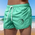 thumbnail image 2 of Mens Swim Trunk Basketball Quick Dry 2 In 1 Bathing Suit Swimming Board Shorts Mesh Lining Mint Green L, 2 of 6