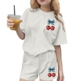 thumbnail image 2 of ATOGUTA Teen Outfits For Girls Kids Short Sleeve T-Shirts Elastic Waist Shorts Casual Summer 4th of July Clothing Sets Size 3T-15, White, 2 of 6