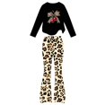 thumbnail image 6 of Amidoa Girls Sweatsuits 2pcs Sets Cute Fall Winter Clothes Floral Print Casual Fleece Sweatshirt and Slightly Flared Sweatpants Back to School Outfits Black Size 11-12 Years, 6 of 7