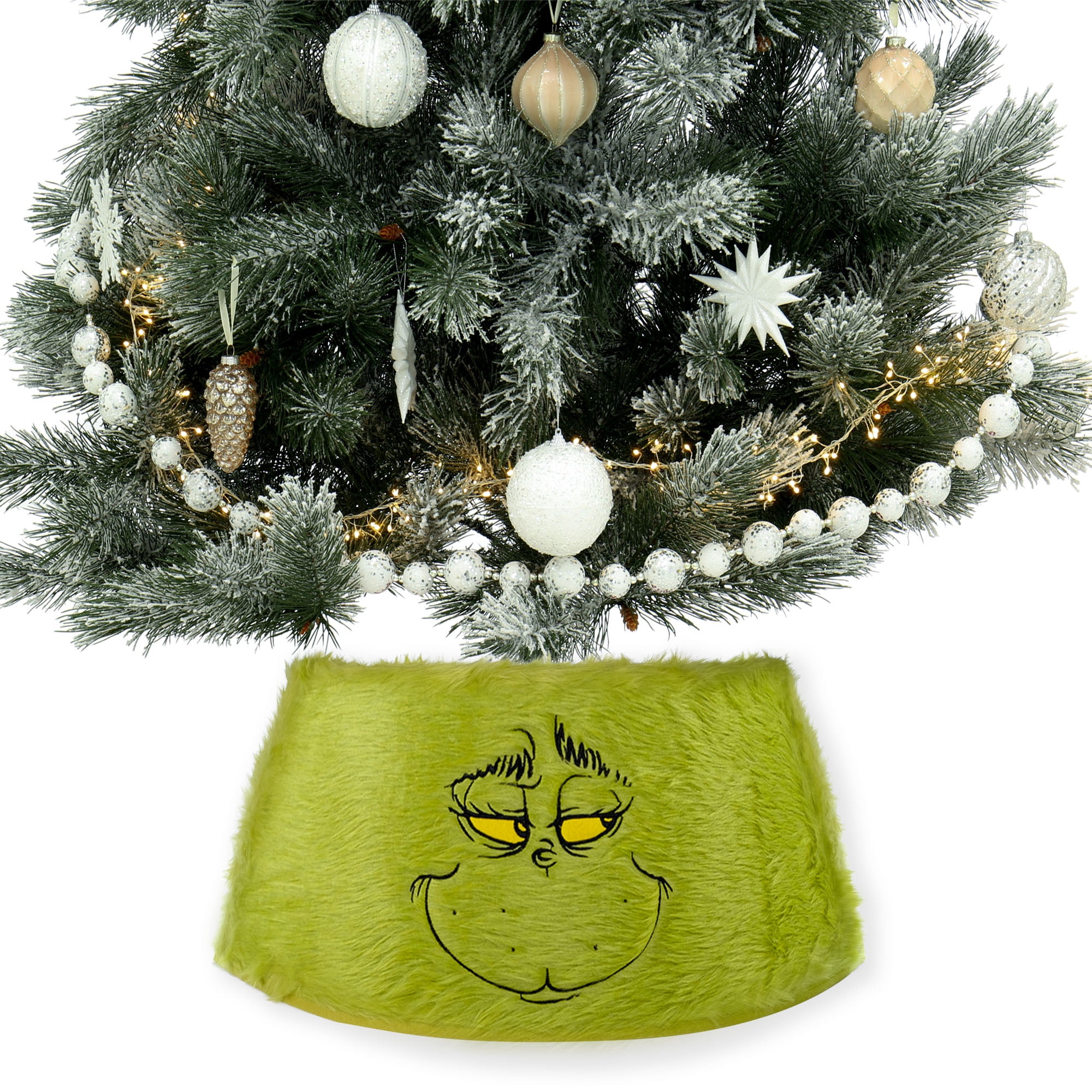 Grinch Tree Collar – Green Character Face Holiday Accent
