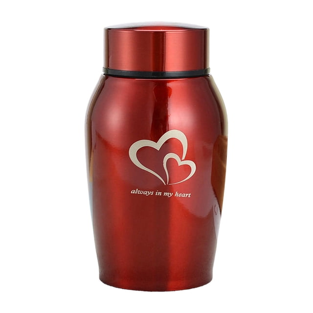 Urna de acero inoxidable para mascotas, urna de cremación, contenedor de almacenamiento, monumento ligero para Rojo