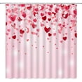 thumbnail image 2 of Valentine''s Day Shower Curtain Red Heart Pink Floral Romantice Sweet Couple Fabric Bathroom Curtain Set with Hooks(70" WX70 H), 2 of 3