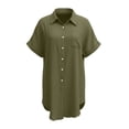thumbnail image 3 of 2026 New Women Swimsuit Coverup Swimwear Dress Shirt Button Down Beachwear Bathing Suit Cover Up, Beach Vacation Outfits(Army Green,M), 3 of 5