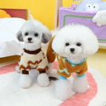thumbnail image 3 of Autumn Winter Dog Clothes with Cat Towable Soft Coral Velvet Four-Legged Jumpsuits Beige Brown Wave Pattern Jumpsuit ShopWise Round, 3 of 6