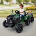 thumbnail image 2 of Costway 24V Ride On Tractor for Kids with Detachable Trailer Remote Control Music Dark Green, 2 of 10