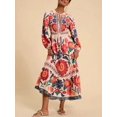 thumbnail image 5 of Women's Floral Tie Waist Long Sleeve Dress 100% Polyester Elegant Everyday Wear Perfect for Casual and Dressy Chic, 5 of 25