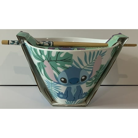 Disney Stitch Blue Party Noodle Bowl with matching Chopsticks