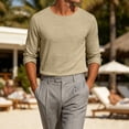 thumbnail image 4 of Guluxicc Men's Cotton Long Sleeve Shirts Breathable Crew Neck Pullover Classic Fit T Shirts Summer Casual Outfits, 4 of 7