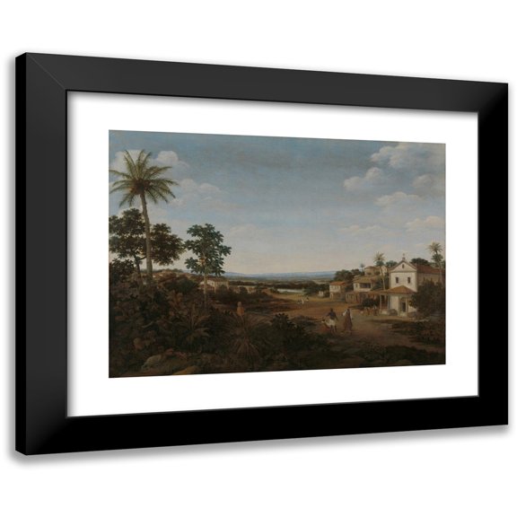Frans Post 14x11 Black Modern Framed Museum Art Print Titled - Landscape in Brazil (C. 1665 - C. 1669)