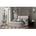 thumbnail image 3 of Luxurious Restonic Gold Canopy Bed: Sturdy Metal Frame & Plush Velvet Headboard, 3 of 10
