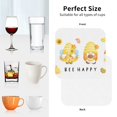 thumbnail image 6 of Honeii Bee Happy Sunflower Gnomes print Leather Coaster Set of 4, ideal for safeguarding your furniture from drinks spills and effortless cleanup-Square, 6 of 6