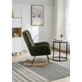 thumbnail image 6 of Modern Teddy Velvet Nursery Rocking Chair with Metal Frame, High Back Leisure Armchair with Wooden Curved Legs, Wingback Glider Rocker Chair for Living Room, Bedroom, Balcony, Dark Green, 6 of 9