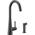 thumbnail image 1 of Moen 7870BL Sleek One-Handle High Arc Kitchen Faucet with Side Spray, Black Matte, 1 of 4