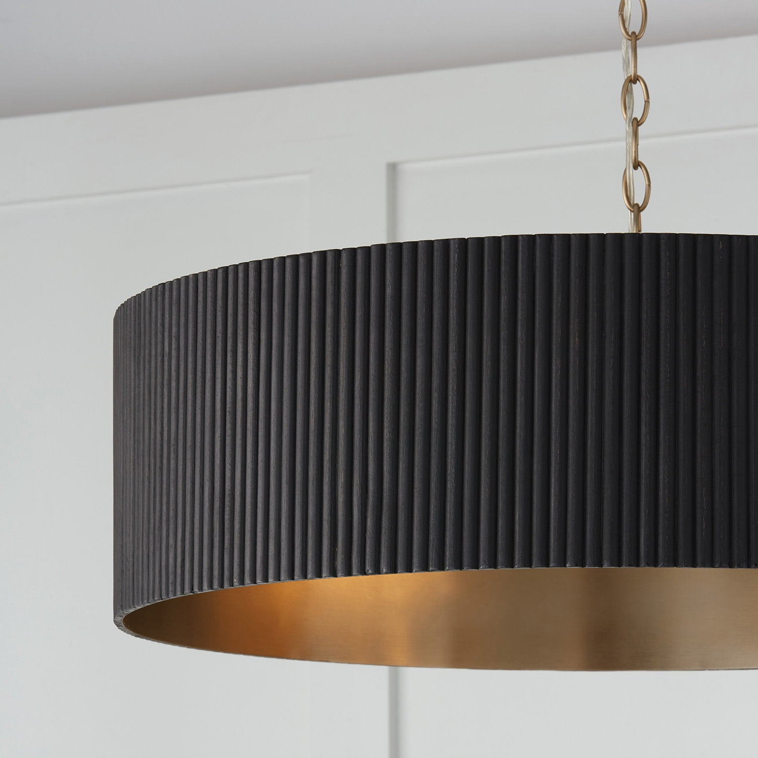 Capital Lighting 450741WS Donovan 4 Light 31" Wide Wood Pendant - White Wash / Matte Brass