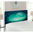 thumbnail image 2 of Gothic Headboard, Misty Horror Image of Autumn Valley with Woods Spooky Tree and Full Moon Scenery, Upholstered Decorative Metal Bed Headboard with Memory Foam, Twin Size, Navy Green, by Ambesonne, 2 of 4