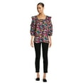 thumbnail image 2 of The Pioneer Woman Square Neck Blouse with Ruffle Sleeves, Women's, 2 of 6