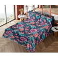 thumbnail image 4 of Ambesonne Romantic Floral Fitted & Flat Sheet with Shams 4 Pcs Set, Boho Dreamy Flowers, Full, Coral Pale Turquoise, 4 of 5