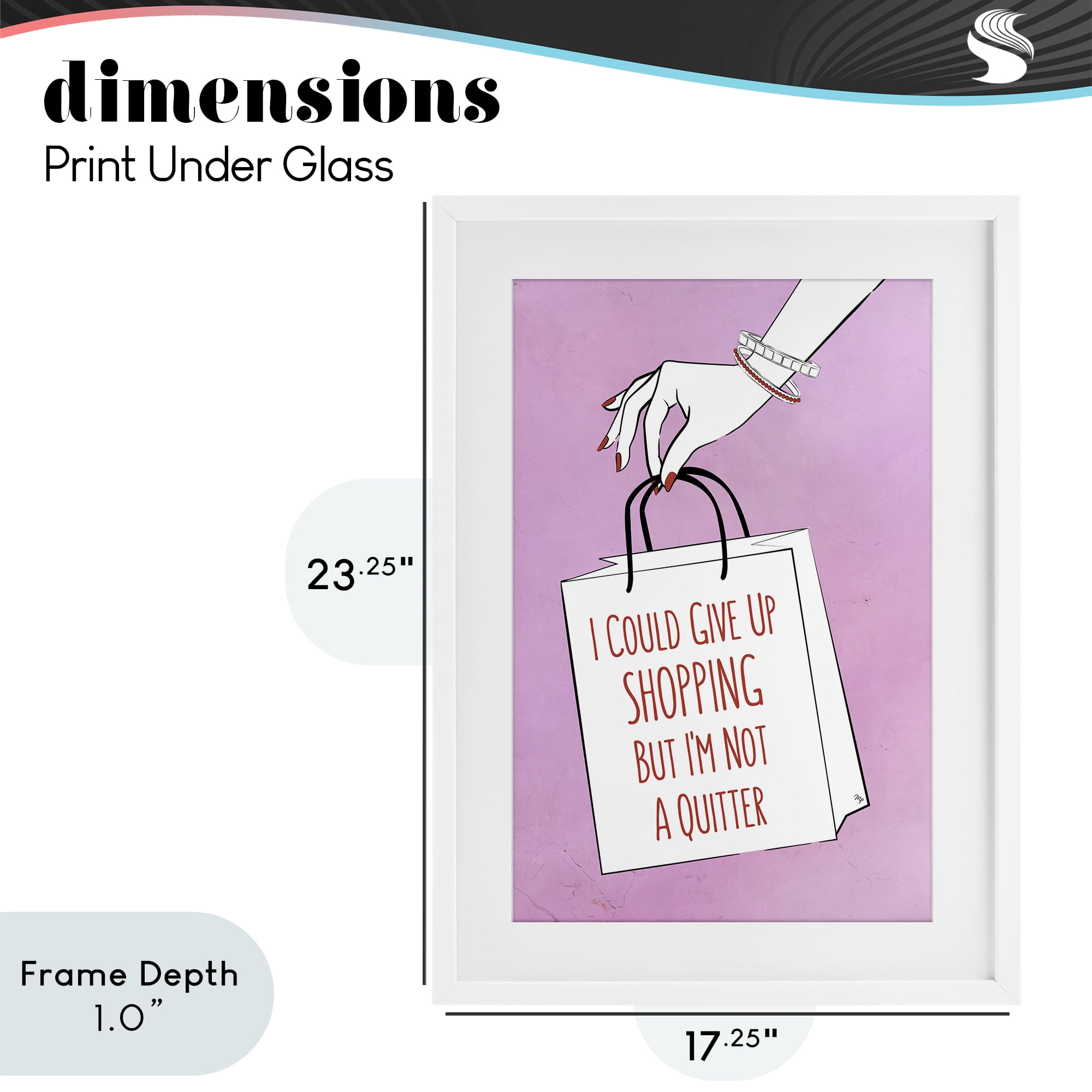 Stupell Industries Not A Quitter Shopping White Framed Print Under Glass, design by Martina Pavlova