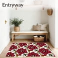 thumbnail image 3 of ODIKA 6'x9' Machine Washable Non-Slip Area Rug, Poinsettia Blossom Tapestry Style Floor Covering with Floral Elegance High Traffic Rug with Pad, Red, 614555, 3 of 8