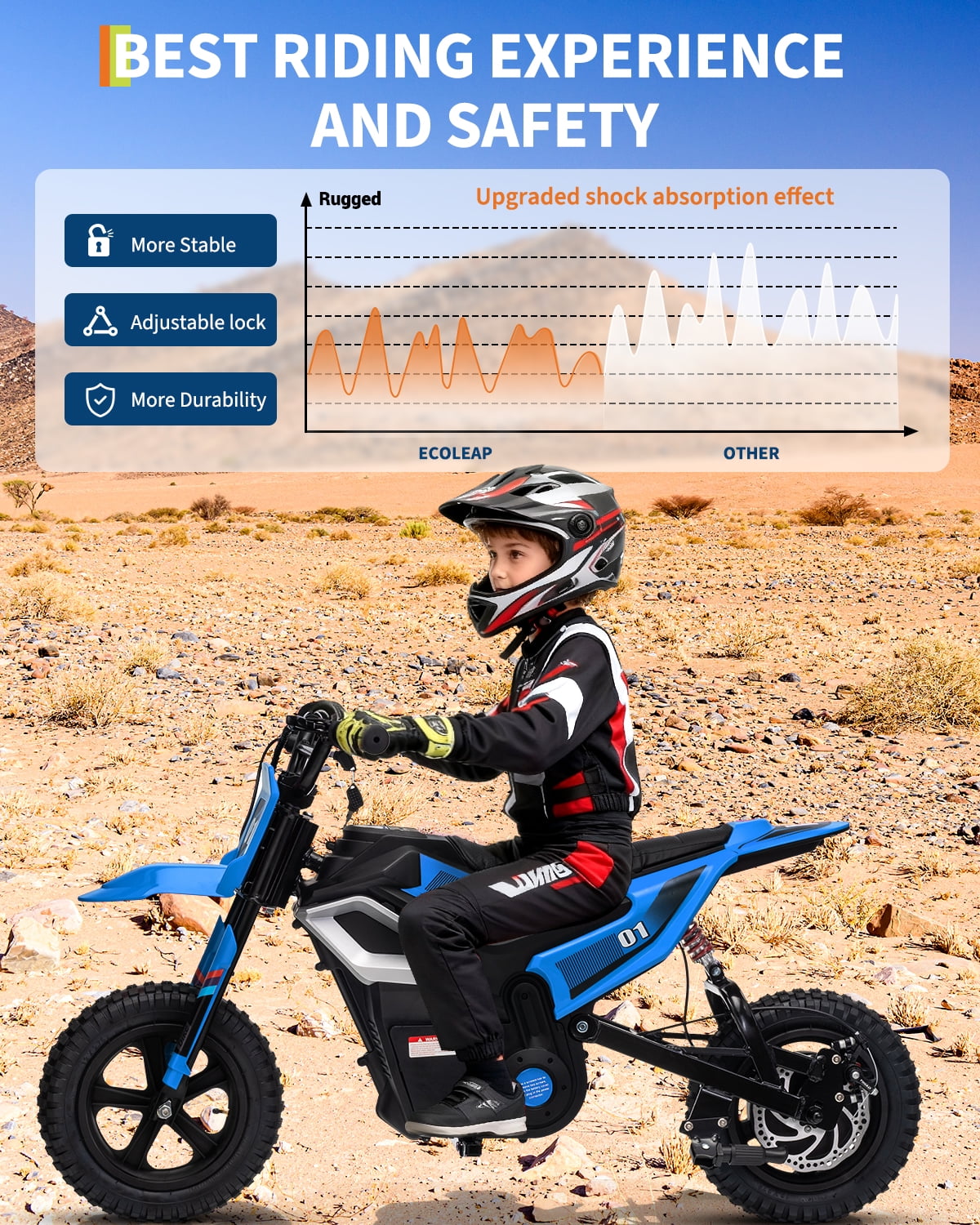 24V Kids Electric Dirt Bike - 350w Kids Motorcycle, 13.67 Mph Max Speed Electric Bike for Kid, Rear Wheel Suspension, 12 Miles Range, Twist Grip Throttle, Rubber Tire