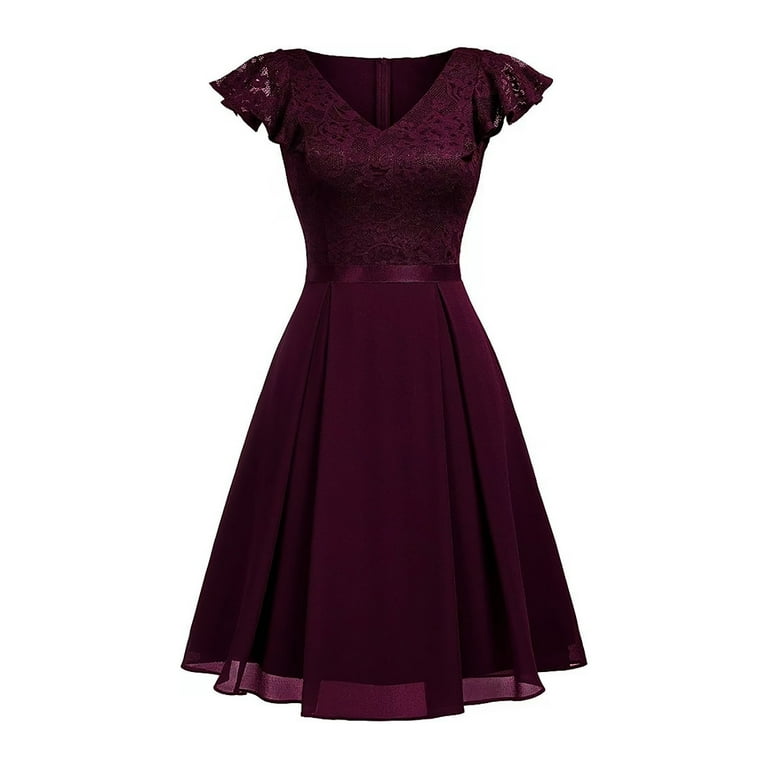 QIPOPIQ Women's Floral Lace Short Bridesmaid Dresses Chiffon