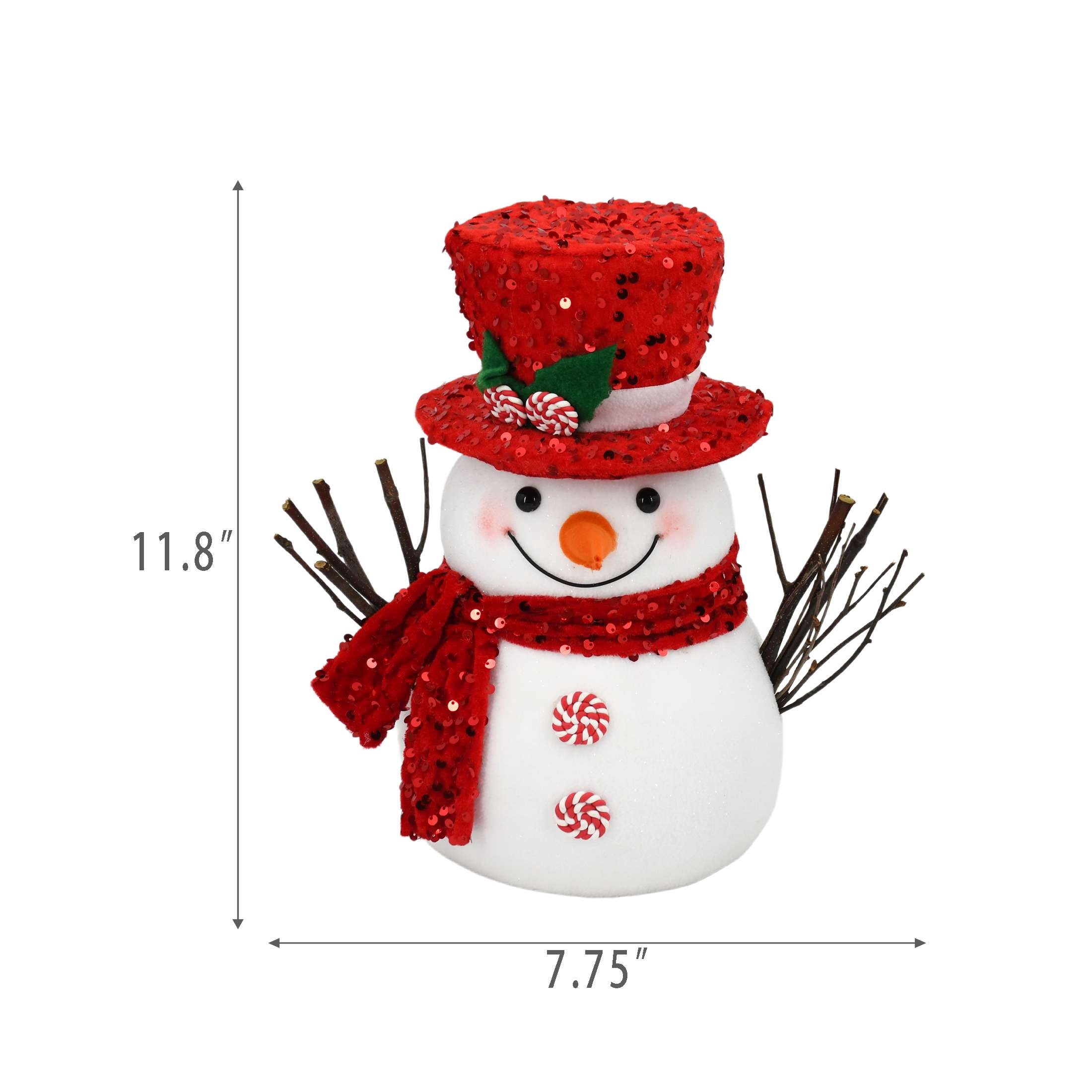 Snowman Fabric Christmas Tree Topper, Red and White, 12.5", by Holiday Time