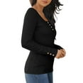 thumbnail image 3 of SHINE UP Womens Tops Long Sleeve Shirts Scoop Neck Ribbed Knit Tshirt Button Down Slim Fit Tunic Tops, 3 of 8