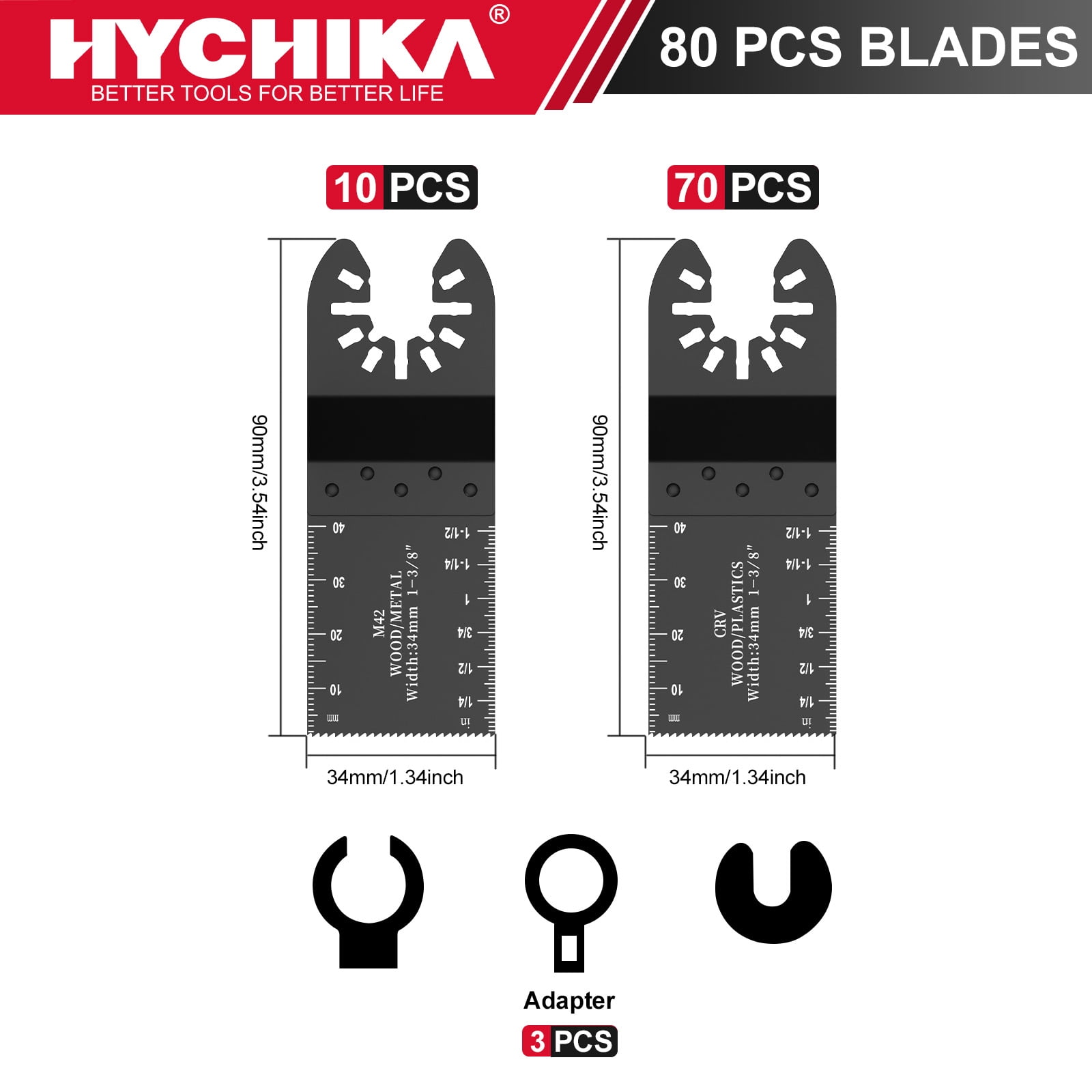 HYCHIKA 80-piece professional universal multi-tool saw blade set, quick-release design